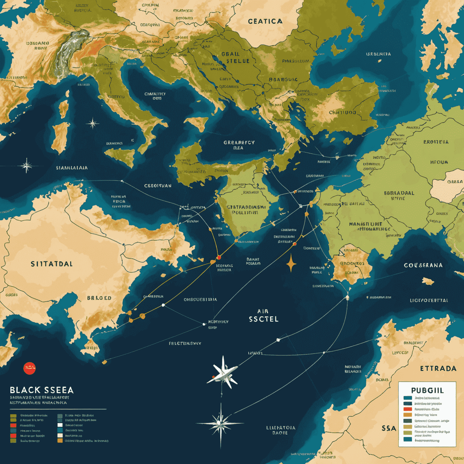 Hartă strategică a Mării Negre evidențiind proiectele energetice și implicațiile geopolitice